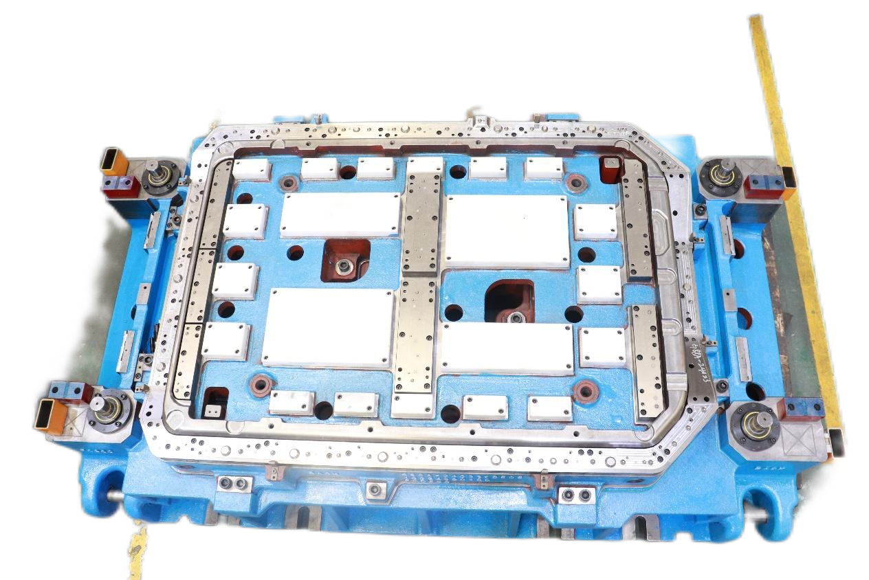 Large stamping die tooling assembly.