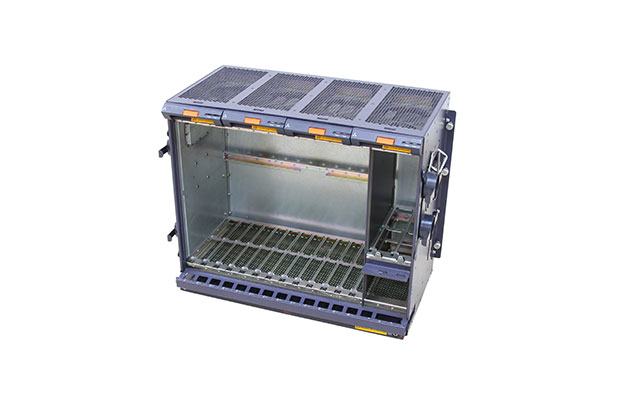 Communication or server subrack/cabinet assembly on a white background.