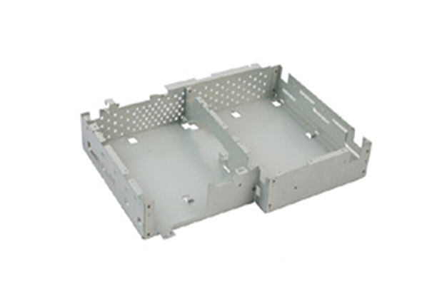 Sheet-metal chassis tray or enclosure base.