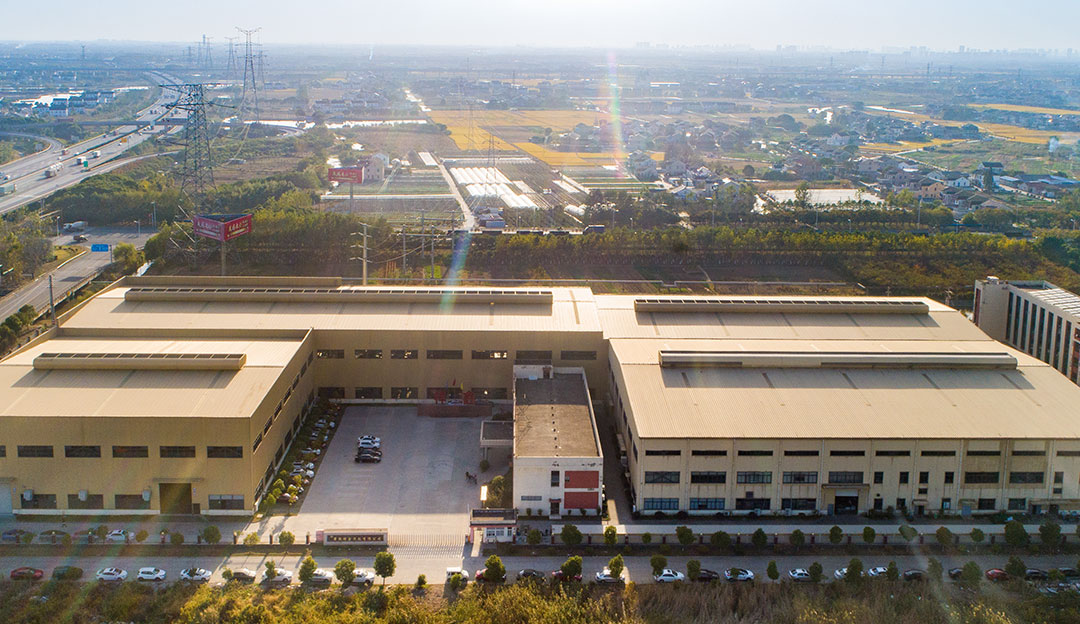 Aerial photo of a large manufacturing campus.