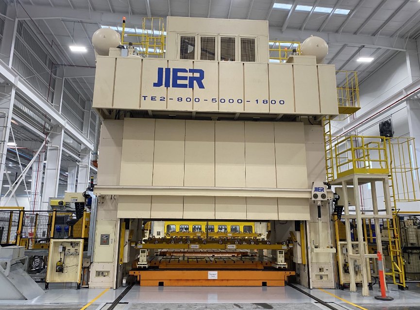High-tonnage stamping press inside the Lucky Harvest Mexico production area.