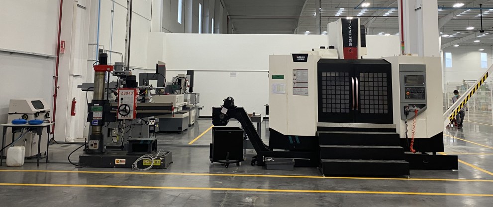 Tooling and machining equipment inside Lucky Harvest Mexico.